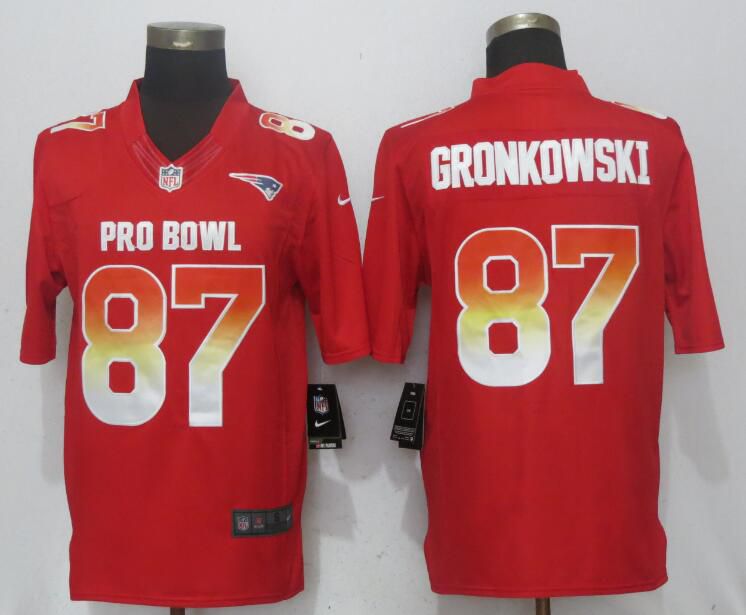 Men New England Patriots #87 Gronkowski Red New Nike Royal 2018 Pro Bowl Limited NFL Jerseys->los angeles rams->NFL Jersey